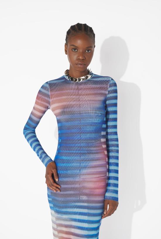 25FW 장 폴 고티에 롱 원피스 25 03 W DR030 M005P 565034 Lightblue blue peach - JEAN PAUL GAULTIER