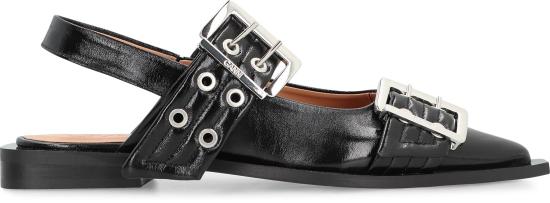 25FW 가니 버클 플랫 슈즈 S27304926 099 Black - GANNI