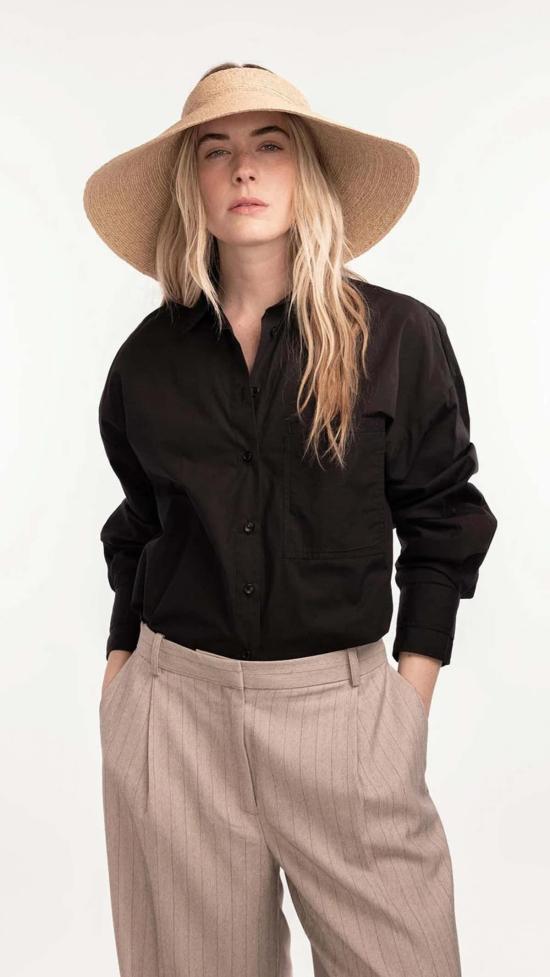  자네사레온 버킷햇 자네사 레오네 버디 와이드 브림 라피아 바이저