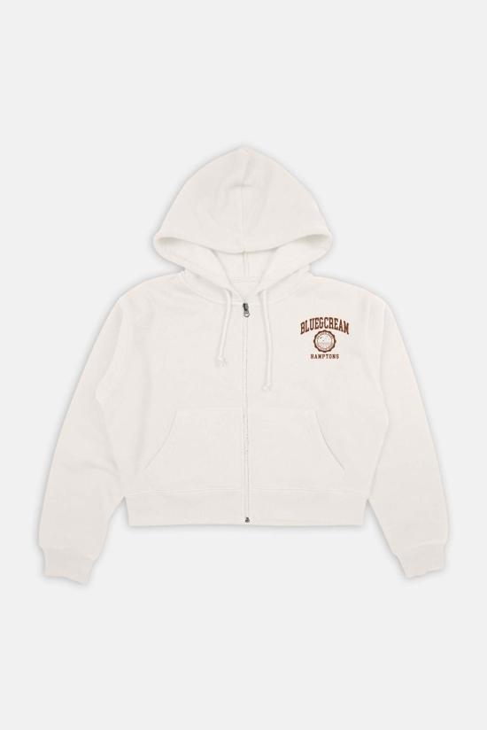  블루&크림 자켓 We Grew Here 지퍼 후드 티셔츠