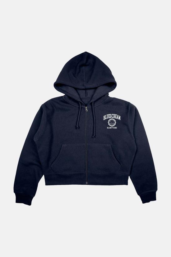  블루&크림 후드 티셔츠 We Grew Here 지퍼 후드 티셔츠