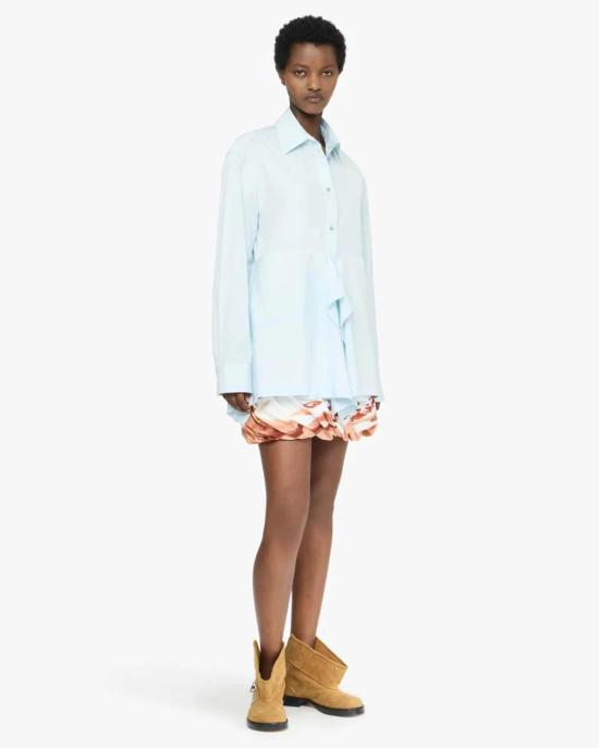  JW앤더슨 탑 JW 앤더슨 페플럼 드레이프 셔츠 블루 - JW ANDERSON