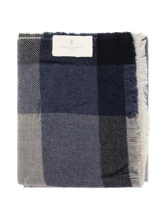 25FW 브루넬로 쿠치넬리 울&캐시미어 트윌 체크 스카프 MSC666AGCD061 Blue - BRUNELLO CUCINELLI