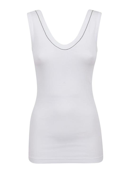 26SS 브루넬로 쿠치넬리 크리스털 디테일 탱크탑 M0TC8BJ312C159 White
