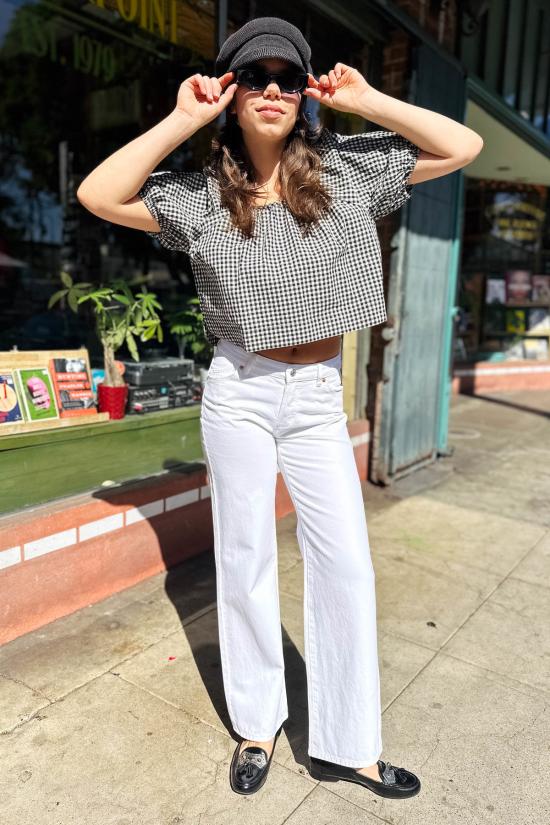  롤라스 데님 팬츠 하이디 로우 리지드 진 빈티지 화이트 - ROLLAS