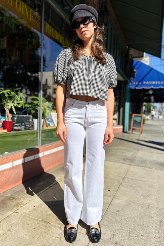  롤라스 데님 팬츠 하이디 로우 리지드 진 빈티지 화이트 - ROLLAS