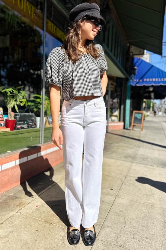  롤라스 데님 팬츠 하이디 로우 리지드 진 빈티지 화이트 - ROLLAS