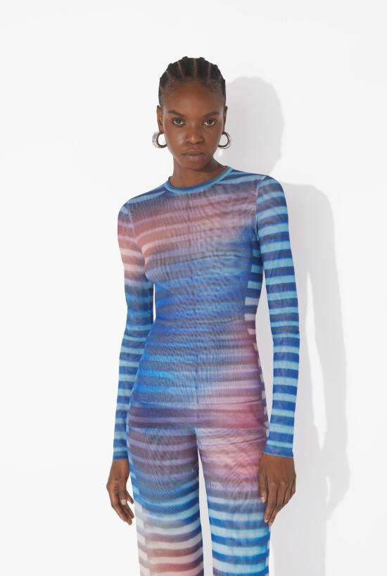 25FW 장 폴 고티에 긴팔 티셔츠 25 03 W TO336 M005P 565034 Lightblue blue peach - JEAN PAUL GAULTIER