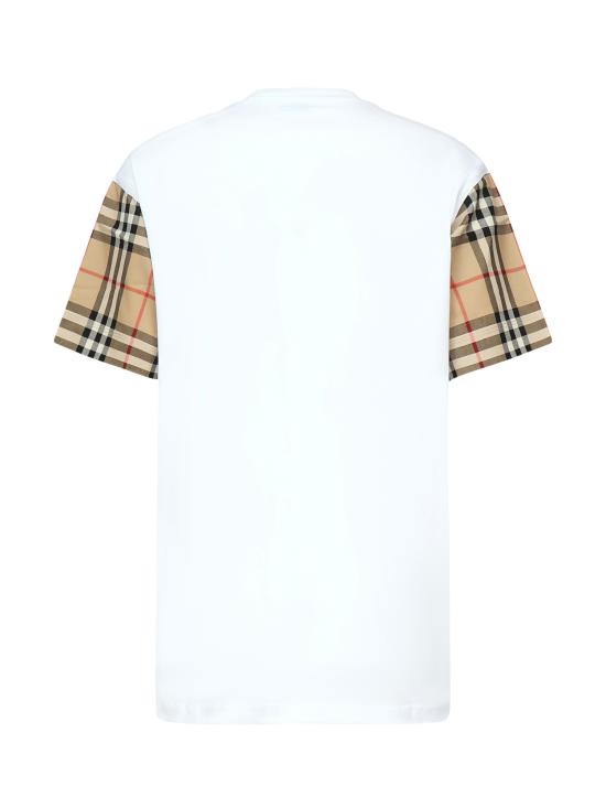 25FW 버버리 체크 코튼 티셔츠 8073029 A1464 White - BURBERRY