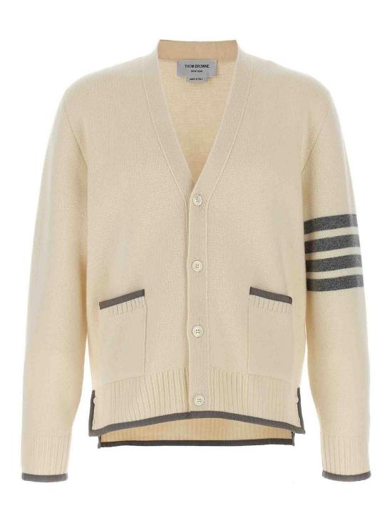  톰브라운 4바 밀라노 스티치 브이넥 메리노 울 가디건 MKC608AY1029100 White