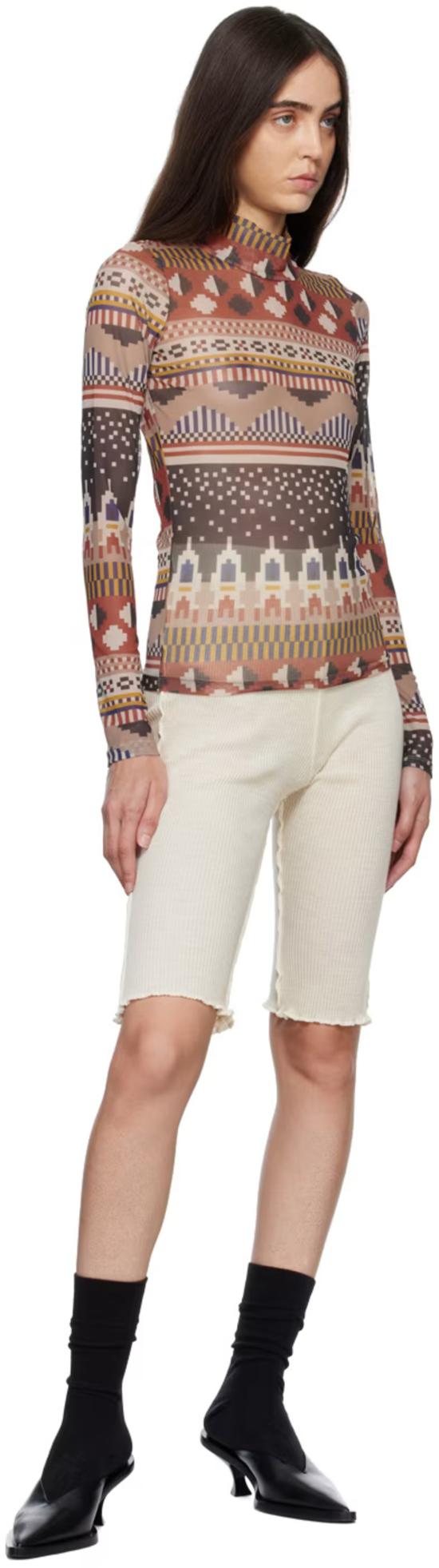  헨릭 빕스코브 블라우스 Henrik Vibskov 메시 터틀넥 탑 Space Invaders - HENRIK VIBSKOV