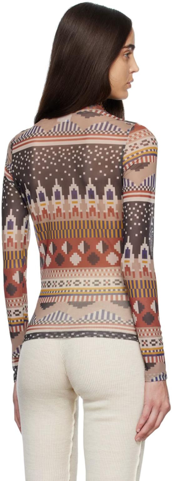  헨릭 빕스코브 블라우스 Henrik Vibskov 메시 터틀넥 탑 Space Invaders - HENRIK VIBSKOV