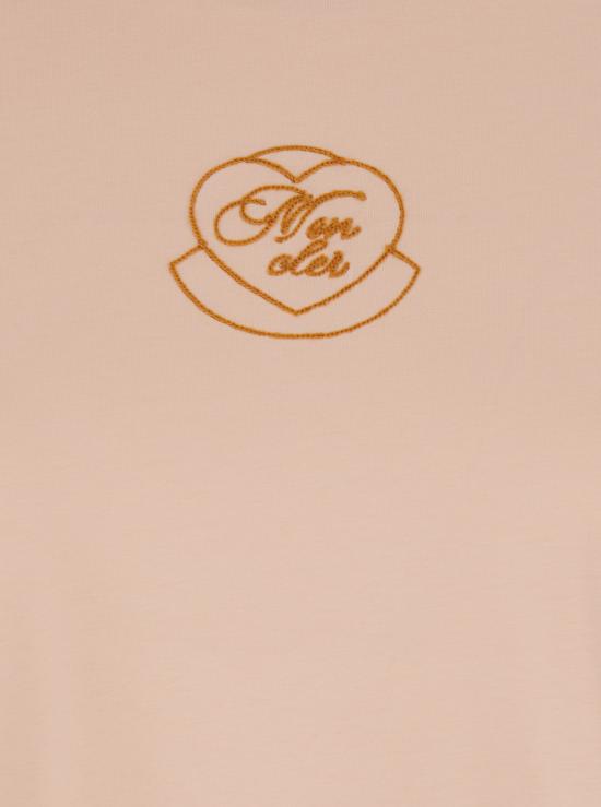 25FW 몽클레어 자수 하트 로고 코튼 티셔츠   8C0000989AJS519 Pink - MONCLER
