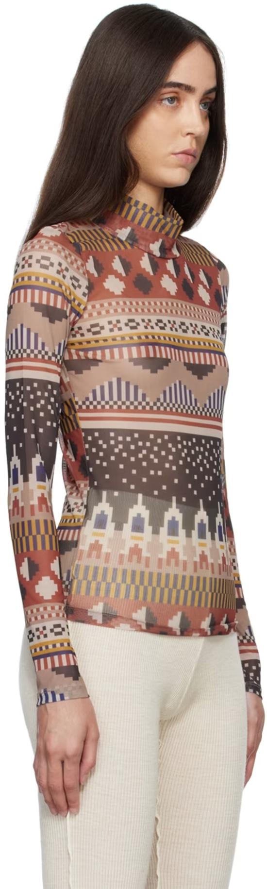  헨릭 빕스코브 블라우스 Henrik Vibskov 메시 터틀넥 탑 Space Invaders - HENRIK VIBSKOV