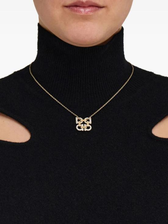 25FW 살바토레 페라가모 크리스탈 4 간치니 팬던트 목걸이 760867 0785169 ORO CRYSTAL - SALVATORE FERRAGAMO