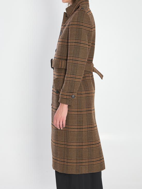 25FW 생로랑 프린스 오브 웨일즈 체크 벨트 코트  830690Y9I70 2849 BROWN - SAINT LAURENT