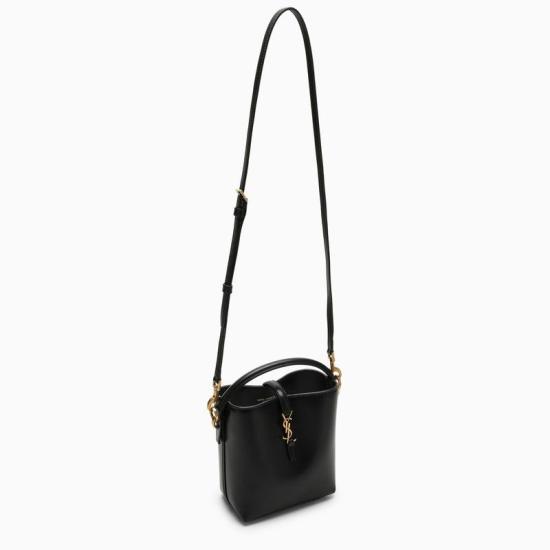 25FW 생로랑 르 37 미니 샤이니 레더 버킷백 7658702R20W 1000 BLACK - SAINT LAURENT