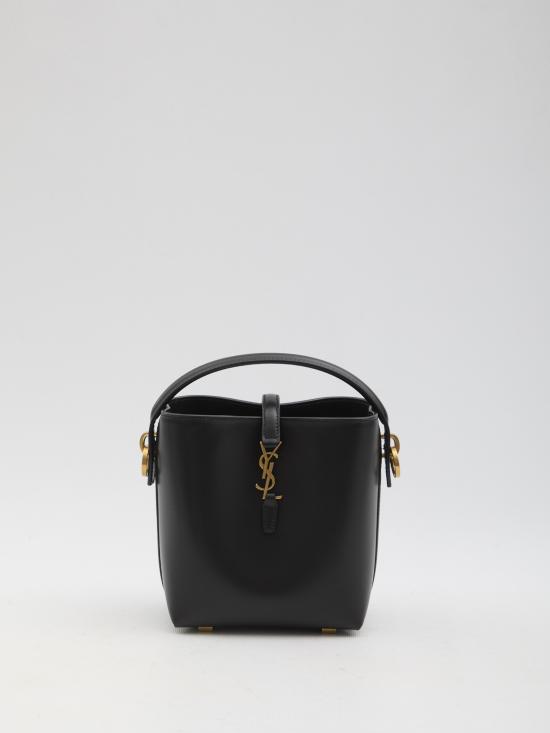 25FW 생로랑 르 37 미니 샤이니 레더 버킷백 7658702R20W 1000 BLACK