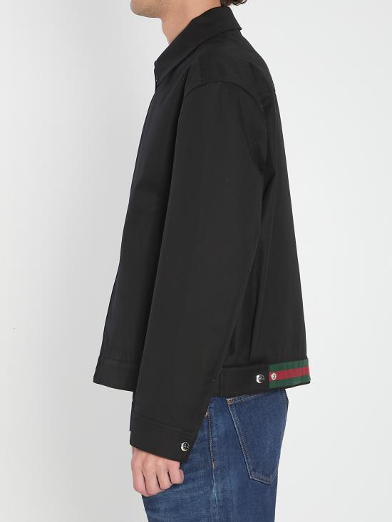 25FW 구찌 웹 디테일 코튼 트윌 자켓 827503ZAQH5 1000 BLACK - GUCCI