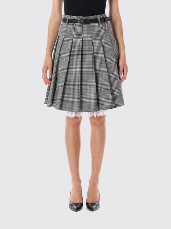 25FW 셀프 포트레이트 미디 스커트 PF25104MSKBW BLACKANDWH Black