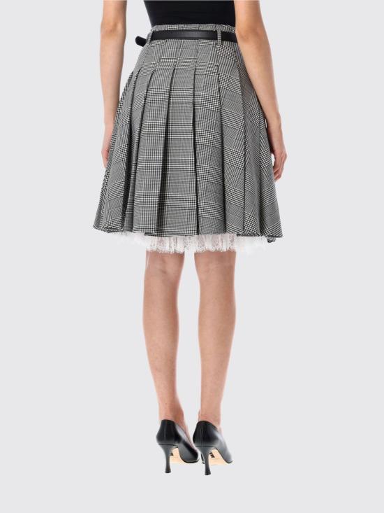 25FW 셀프 포트레이트 미디 스커트 PF25104MSKBW BLACKANDWH Black - SELF PORTRAIT