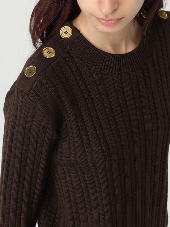 25FW 골든구스 골드 버튼 울 블렌드 크루넥 스웨터 GWP02467P00211090108 Brown - GOLDEN GOOSE
