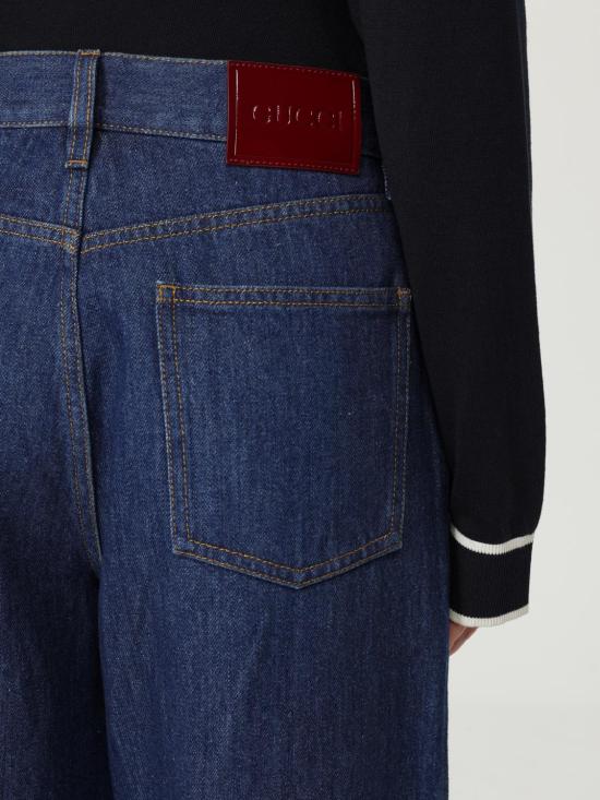 25FW 구찌 백 로고 패치 와이드 데님 팬츠 816971XDC5F 4100 Blue - GUCCI