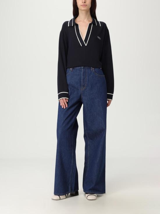 25FW 구찌 백 로고 패치 와이드 데님 팬츠 816971XDC5F 4100 Blue - GUCCI