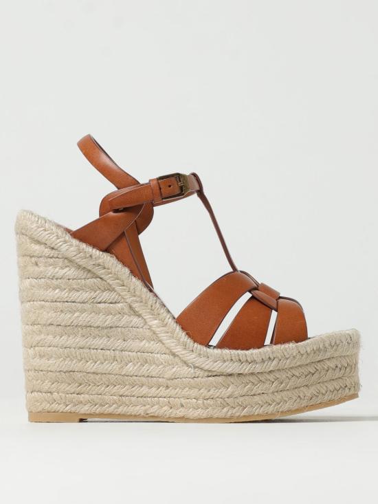 26SS 생로랑 트리뷰트 에스파드리유 웻지 스무스 레더 611924BDA00 2206 Leather