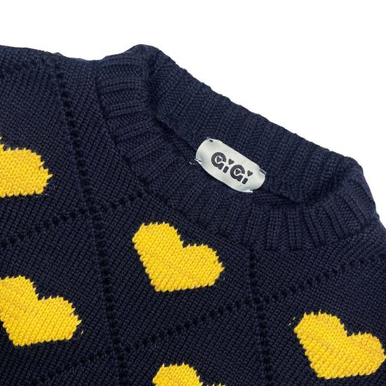  지지 니트웨어 스웨터 러브  블루/골드 - GIGI KNITWEAR