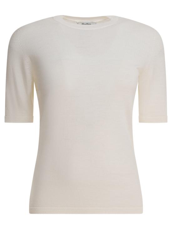 25FW 막스마라 GERICO 버진울 반소매 니트 탑 2521366161GERICO001 White