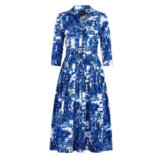  사만다 성 롱 원피스 오드리 드레스 #2 안틸레스 투알 드레스 화이트 코발트 블루