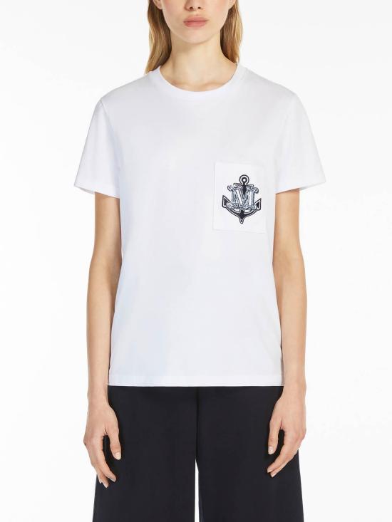 26SS 막스마라 ACACIA 아카시아 앵커 로고 자수 반팔 티셔츠 2511941031600ACACIA007 Blue - MAX MARA