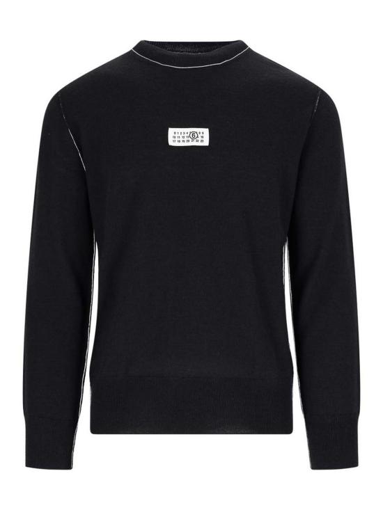 27SS MM6 메종마르지엘라 콘트라스트 스티치 뉴메릭 울 점퍼 SH0HL0017M13037900 Black