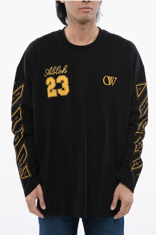  오프화이트 긴팔 티셔츠 OMAB091S24JER0031022 Black