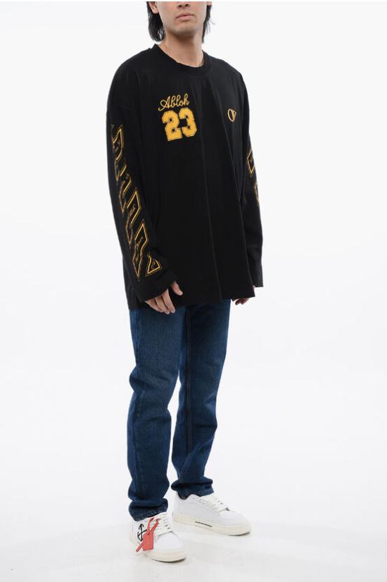  오프화이트 긴팔 티셔츠 OMAB091S24JER0031022 Black - OFF WHITE