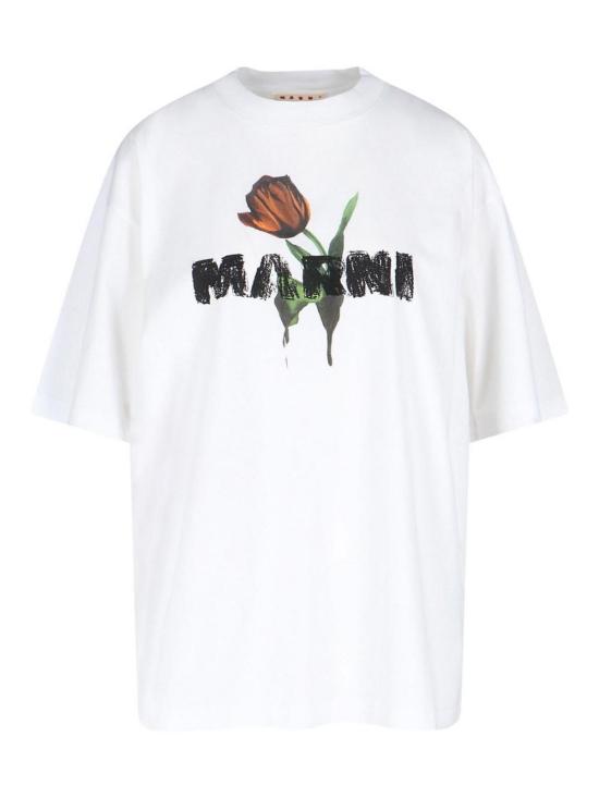 25FW 마르니 반팔 티셔츠 THJET49P18USCY31LOW01 WHITE