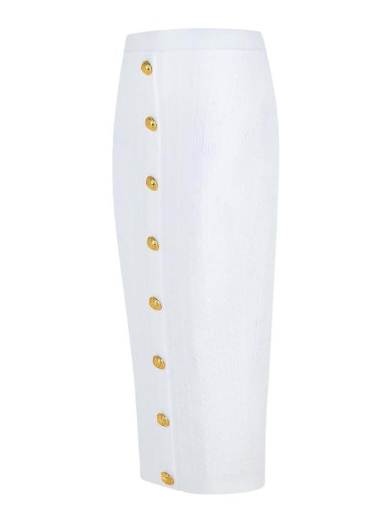 25FW 발망 미디 스커트 FF1LD066KI500FA White - BALMAIN