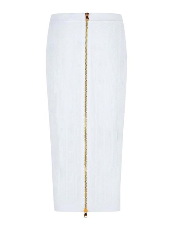 25FW 발망 미디 스커트 FF1LD066KI500FA White - BALMAIN