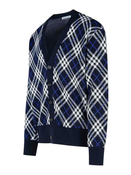  버버리 체크 울 블렌드 가디건 8111383 Dark Blue - BURBERRY