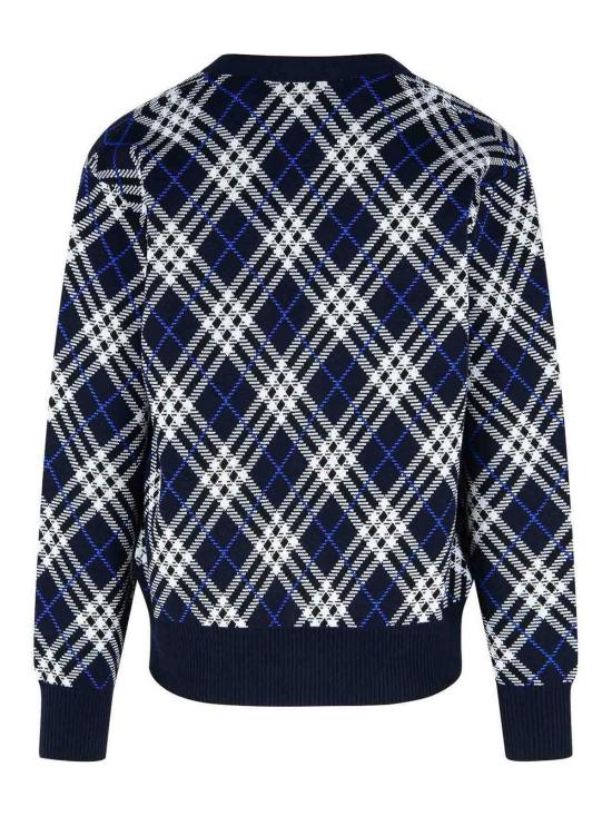  버버리 체크 울 블렌드 가디건 8111383 Dark Blue - BURBERRY