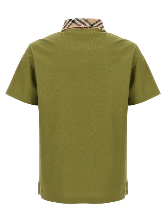 25FW 버버리 체크 칼라 코튼 폴로 셔츠 8110946ESTATE Green - BURBERRY
