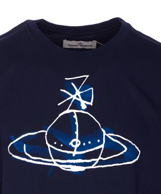 25FW 비비안웨스트우드 반팔 티셔츠 3G01003W J001MK401 Blue - VIVIENNE WESTWOOD