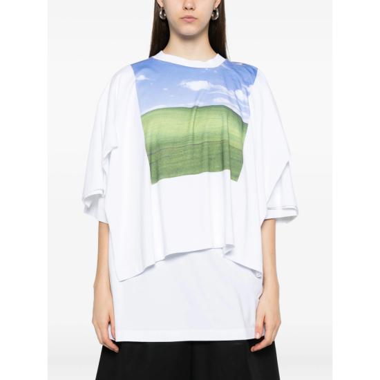 25FW 베트멍 반팔 티셔츠 UH76TR770W WHITE WHITE BLUE - VETEMENTS