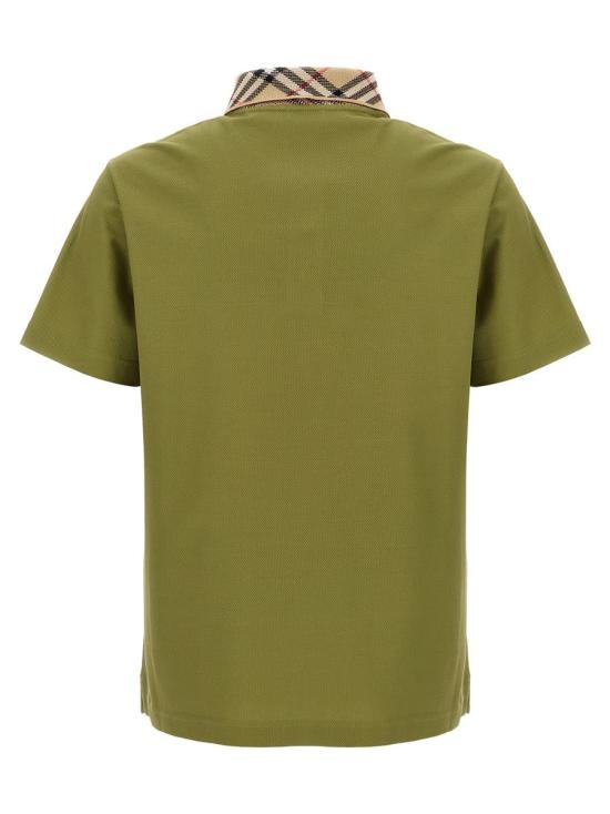  버버리 체크 칼라 코튼 폴로 셔츠  8110946ESTATE GREEN - BURBERRY