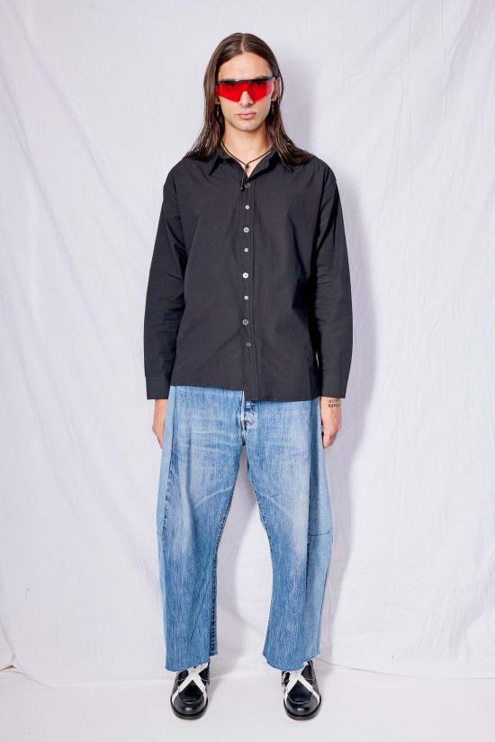  Burrough 긴팔 셔츠 버로우 비대칭  블랙 - OTHER BRANDS