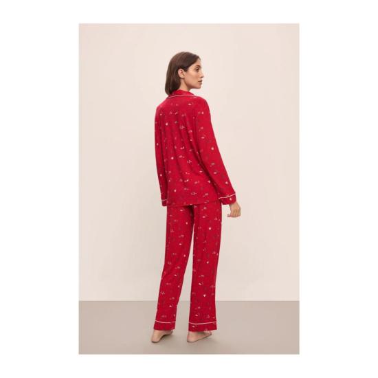  에버제이 라운지 웨어 지젤 프린트 롱 파자마 세트 윈터 원더랜드 오트 레드 - EBERJEY