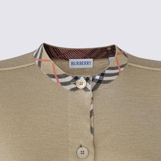 25FW 버버리 체크 트리밍 울 가디건  8112164A3743 Beige - BURBERRY