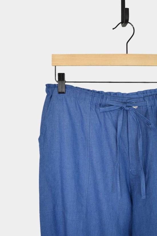  이치 앤티퀴트 스트레이트 팬츠 컬러 리넨 팬츠 블루 - ICHI ANTIQUITES