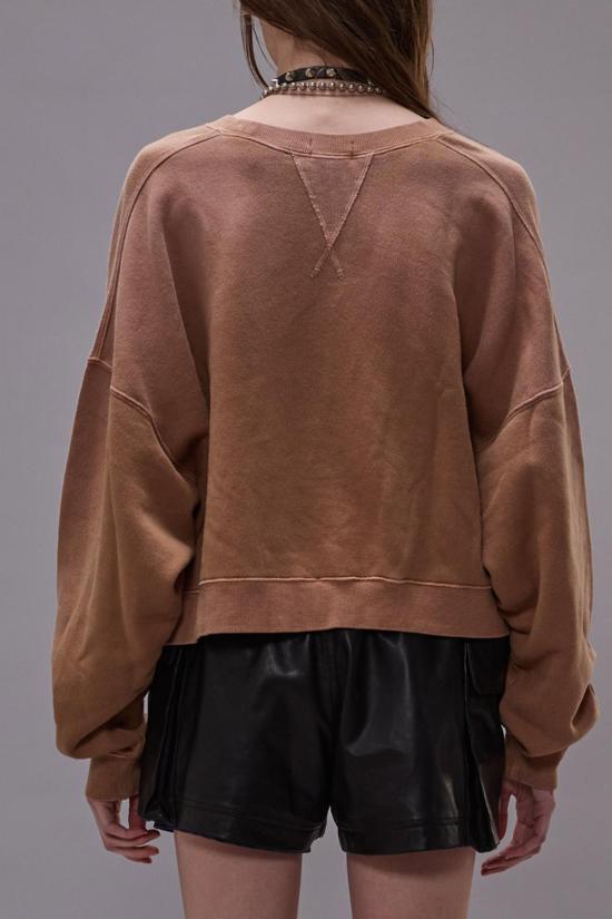  알13 스웨터 R13 뉴욕 크롭 크루넥 스웨트셔츠 카멜 - R13